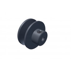 Turned pulley, 16mm, steel, black, 2 x M2-threads